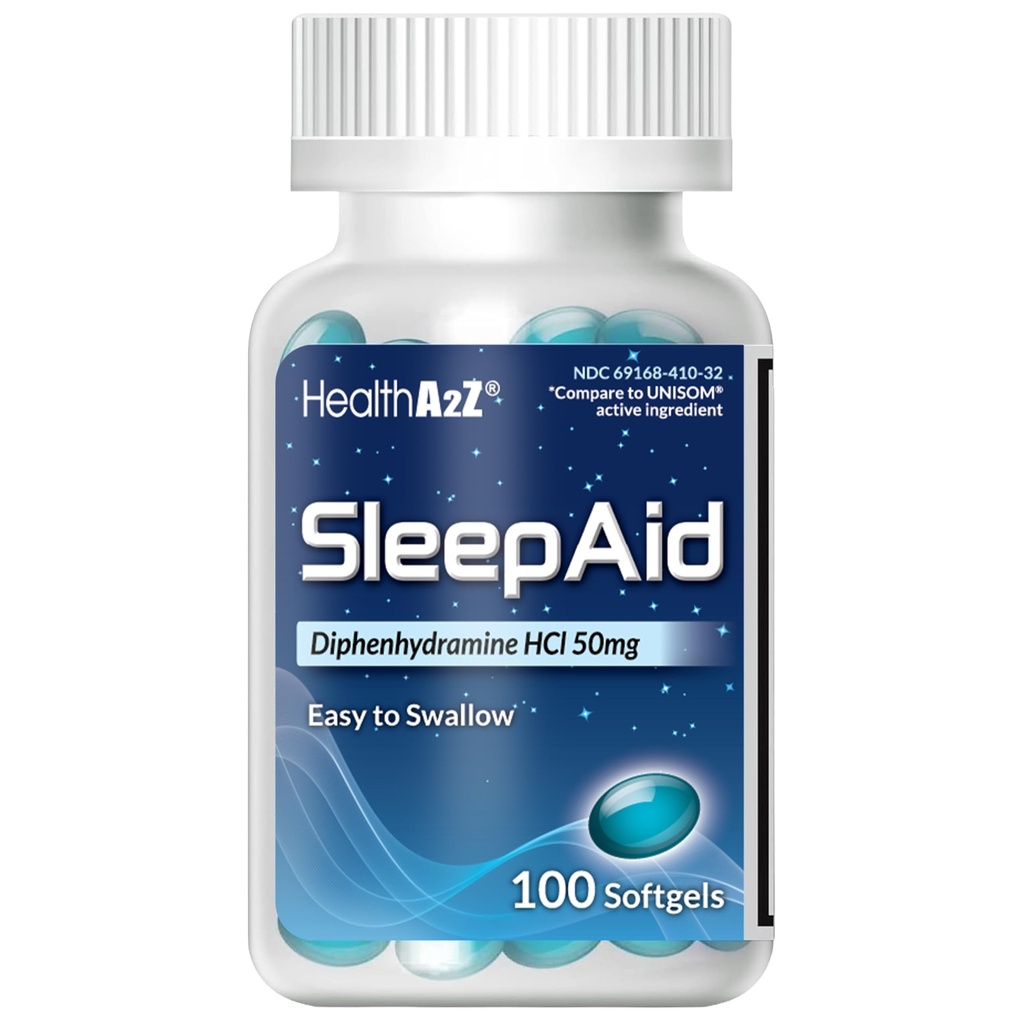 HealthA2Z Sleep Aid, Diphenhydramine Softgels, 50mg, Υποστηρίζει βαθύτερα, ξεκούραστος ύπνος, μη Συνήθεις Συνήθειες (100 Μετρήσεις)