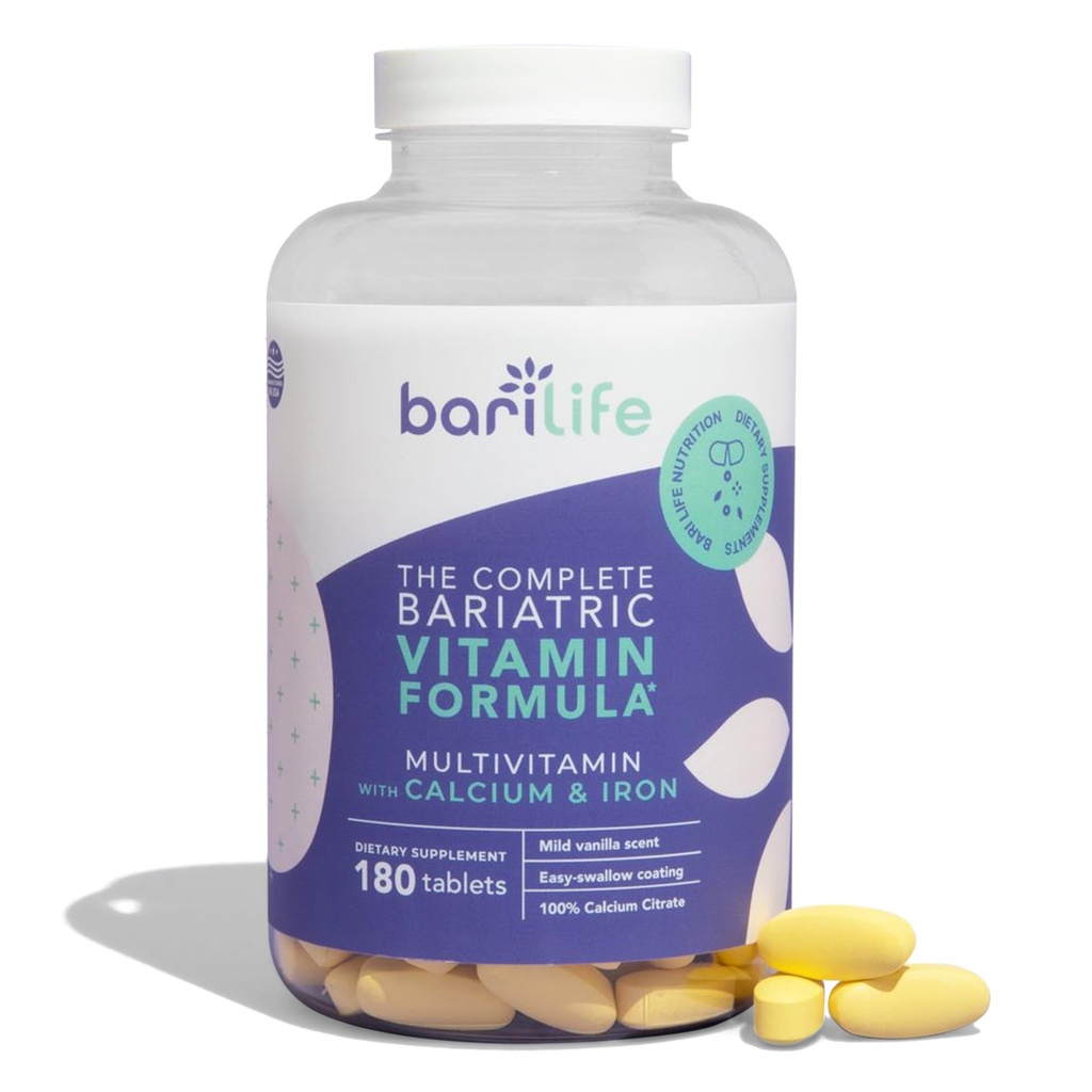 Bari Life Complete Bariatric Multivitamin Non-chewable Tablet w/Calcium Citrate ve Iron - 180 Tablet /Bottle