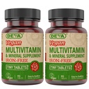 DEVA Vegan Iron-Free Multivitamin & Mineral Supplement 2Pack, C, D2, E & B-Complex, Biotin, 90 Tiny Tabletler Her Şey