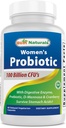Kadınlar için En İyi Doğal Probiyotikler 100 Milyar CFU - 10 Strains + Prebiyotiks Fiber + Digestive Enzyme Mix + Women's Health Herbal Mix - Immune, Digestive & Gut Health - 60 Deleyaed Capsules