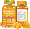 Magnezyum Glycinate Gummies 600 mg, Chewable Sugar Free Pyum Magnezyum Gummies Magnezyum Glycinate, Vitamin D, B6 ve CoQ10 Uyku, Rahatlama, Beyin & Kas, 120 Kont