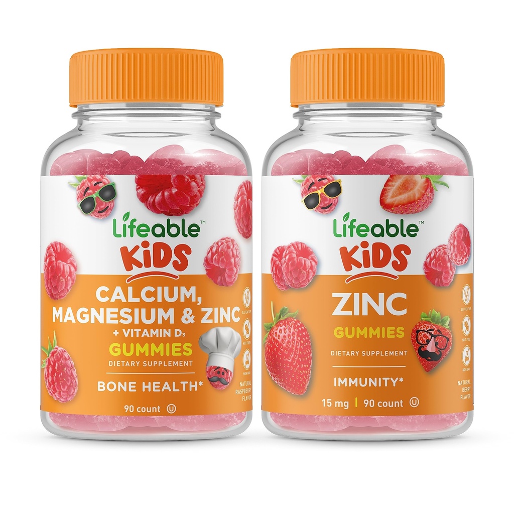 Lifeable Food Magnezyum & çinko Kids + çinko Kids, Gummies Sche - Great Tasting, Vitamin Supplement, Gluten Free, GMO Free, Chewable Gummy