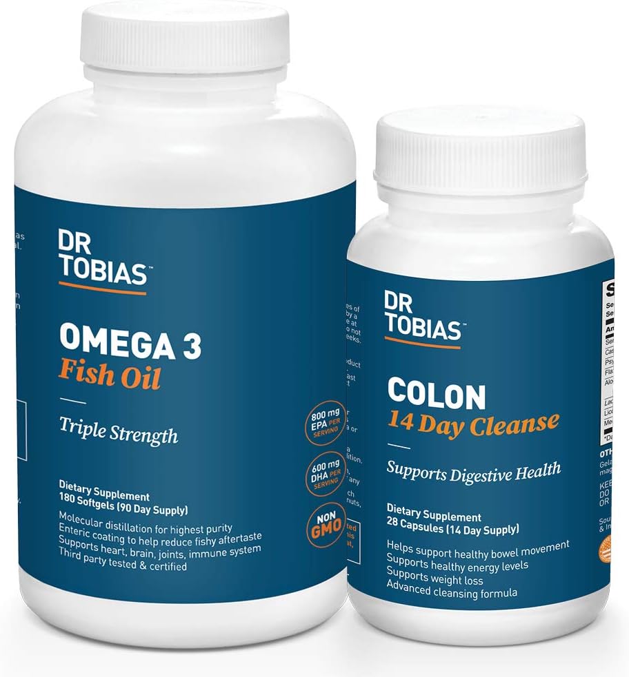 Dr. Tobias Omega 3 Fish Oil and Colon 14 Ημέρα καθαρισμού για βελτιωμένη πέψη και γενική υγεία