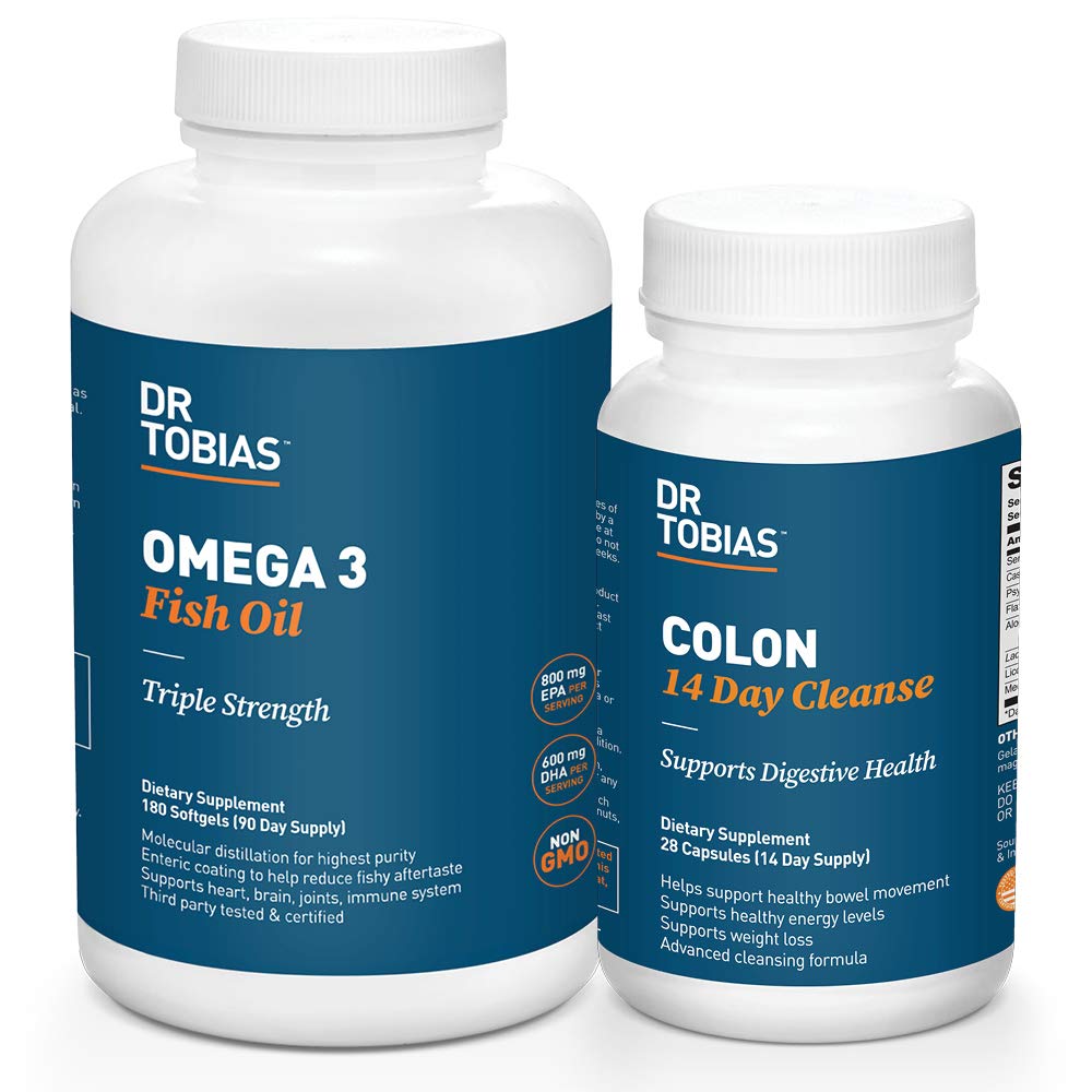 Dr. Tobias Omega 3 Fish Oil and Colon 14 Day Cleanse for Improv Digestion and General Health