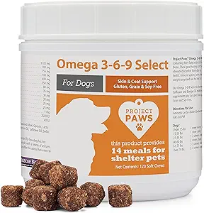 Project Paws Omega 3-6-9 Köpekler için Balık Yağı Seç - Krill Oil Skin ve Coat Supplement - 120 Kont
