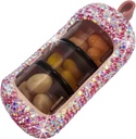 Bling Pill Organizer - Purse için sevimli ve Kompakt Pill Kutu - Sparkling Design ile Şık Pill Case - Travel-Friendly Medicine Sahibi -Slide in/Out Design Pill Organizer (Pink)