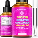 Sıvı Biyotin Keratin Collagen Liquid & Vitamin D3 Saç Büyümesi için DCT Yağı 210.000 Telefon - Saç Skin ve Nails için Güçlü Formula, Kadınlar ve Erkekler için En Gelişmiş Saç Büyüme Tamamı