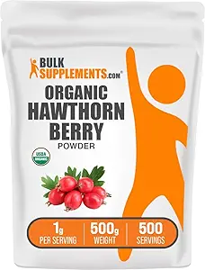 BulkSupplements.com Organik Hawthorn Berry Toz - Hawthorn Berry Supplement, Hawthorn Berry Organik - Vegan & Gluten Free, 1g hizmet başına 500g (1.1 lbs) (Pack of 1)