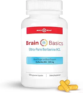 Brain Bean Ultra - Pure Berberine HCL Supplement 500 mg for Brain Health - Non-GMO, Gluten-Free 120 Vegan Capsules of Berberine Supplement (Made in USA)
