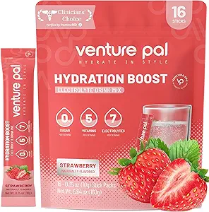Venture Pal Sugar Free Electrolyte Toz Paketleri - Sıvı Günlük IV Hızlı Hydration & Parti Recovery için Mix | 5 Vitamin & 7 Elektrolytes / Keto Friendly | Non-GMO | sertifikalı Vegan | 16 Sticks