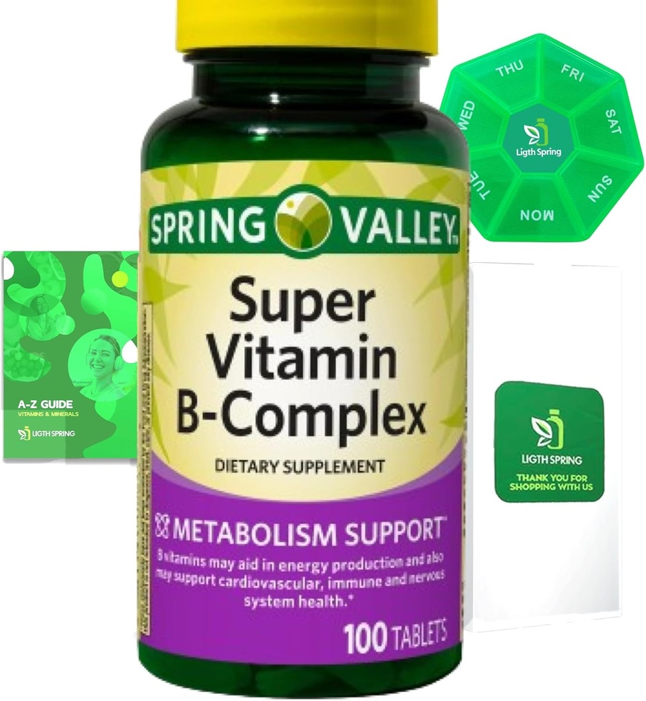 Super B-Complex 100 Tablet Diyetsel Supplement Sche Exclusive Better Ligth&Spring Guide + Haftalık Pill Organize (3 Madde)