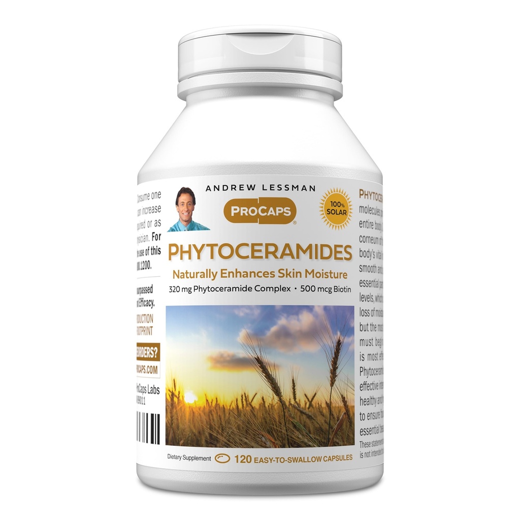 ANDREW LESSMAN Phytoceramids with Biotin 120 Softgels - Skin's Vital Natural Internal Moistizer. Doğal olarak Soft, Smooth, Radiant Skin'i geliştirir. Katkı yok. Küçük Easy to Swallow Softgels
