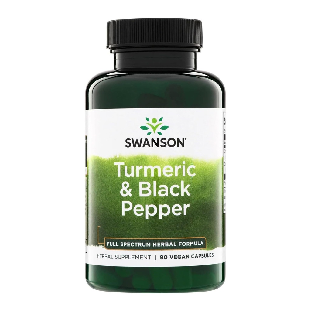Swanson Premium- Turmeric & Black Pepper - Antioksi, Digestion & Ortak Destek - 90 Veg Caps (3 Pack)