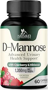 D-Mannose Supplement 1,350 mg with Cranberry & Hibiscus - Etkili Hızlı Teklif, Flush The Impurities for Natural Bladder, Urinary Tract Health Support, for Women and Men, Non-GMO, Vegan, 60 Capsules
