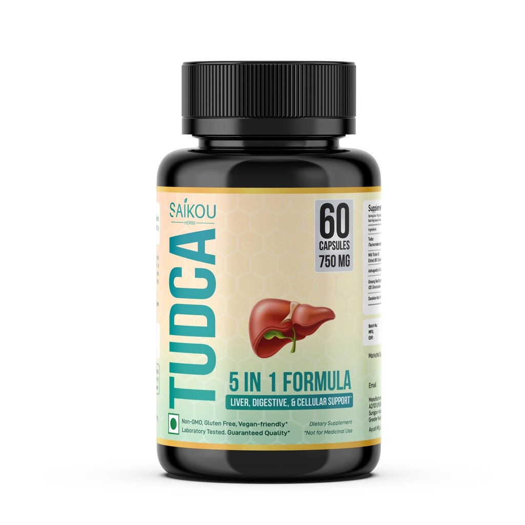 TUDCA (Tauroursodeoxycholic Acid) 750 mg - 1'de Süt Butle, Ashwagandha, Dandelion ve Macintosh - 60 Hizmetler
