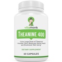 VitaMonk L Theanine 400 mg Supplement - L-Theanine 400 mg with No Yapay Fillers - Ekstra Güçlü L Theanine Supplement - Ltheanine 60 Capsules