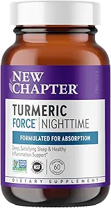 Yeni Bölüm Turmeric Supplement + Sleep Aid - Turmeric Force Nighttime for Sleep Support with Valerian Root + Ginger + NO Black Pepper Needed + Non-GMO Malzemeler - 60 Vegetarian Capsule