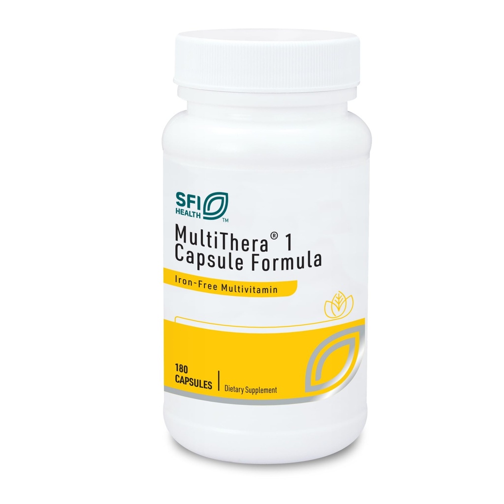 Klaire Labs SFI Health MultiThera 1 Σιδήρου-ελεύθερος πολυβιταμίνη & πολυμινορική φόρμουλα καψακίων με απαραίτητα μικροθρεπτικά συστατικά - Υψηλή ισχύς με Βιοενεργό φολικό & B12 - Χωρίς σίδηρο (180 κάψουλες)