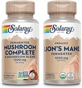 SOLARAY Mushroom Tamam ve Lions Mane Mushrooms Sche - 8 Mushroom Supplement Plus Organik Aslan'ın Mane - Gelişmiş Aborpsiyon ve Tüm Body Wellness için Fermented, 60-Day Garanti, 60 VegCaps Ea.