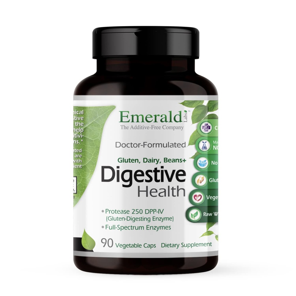 EMERALD LABS Digestive Health - Probiyotiks & Digestive Enzymes - Gut Health & Constipation - Vegetarian, Gluten-Free - 90 Sebze Capsules (30-Day Supply)