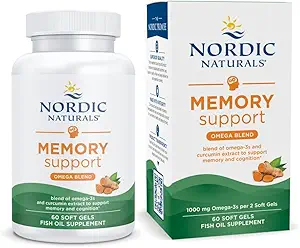 Nordic Naturals Omega Memory with Curcumin, Lemon - 60 Soft Gels - 1000 mg Omega-3 + 400 mg Optimized Curcumin - Memory, Cognition - Contains Phosphatidylcholine & Huperzine A - Non-GMO - 30 hizmet