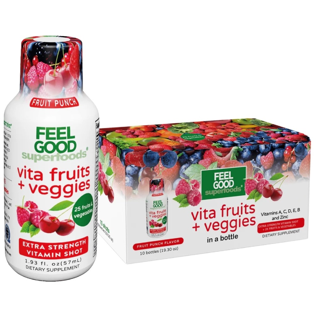 Güzel Superfoods Vita Fruits ve Veggies Immune Support Shot Supplements, Fruit Flavor, 10 Immunity Shots paketi, Immune System Branson Immune 25 Organik Meyve ve Sebze ile Yapıldı