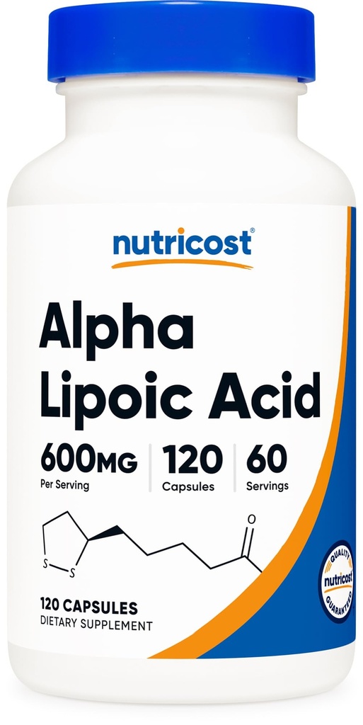 Nutricost Alpha Lipoic Acid 600mg ανά σερβίροντας 120 κάψουλες, 60 σερβιέτες - Caps με βάση το φυτό, μη ΓΤΟ