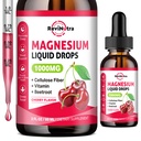 Magnezyum Glycinate Liquid Drops, 1000 mg Magnezyum Glycinate, Citrate & Taurate with Fiber, Beetroot, B & C for Sleep, Calm, Muscle, Energy & Relaxation, 2 Fl Oz, Sugar-Free Cherry Flavor