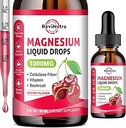 Magnezyum Glycinate Liquid Drops, 1000 mg Magnezyum Glycinate, Citrate & Taurate with Fiber, Beetroot, B & C for Sleep, Calm, Muscle, Energy & Relaxation, 2 Fl Oz, Sugar-Free Cherry Flavor