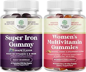 Kadınlar ve Erkekler için Ekstra Güçlü Demir Gummies'in C vitamini ile Yüksek Apsiyon için C vitamini ve Yetişkinler için Günlük Multivitamin ve Immunity - Kadınlar Sağlığı ve Sağlık Için Vitaminleri