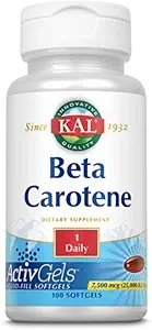 KAL Beta Carotene 25, 000 IU δισκία, 100 Count