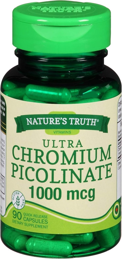 Nature's Truth Ultra Chromium Picolinate 1000 mcg Quick release Capsules - 90 ct, Pack of 2