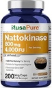 NusaPure Nattokinase 4000 FU 800mg, 200 Veggie Capsules (Vegan, Non-GMO)
