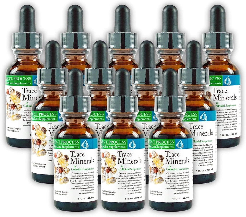 Morter Trace Minerals in Colloidal Suspension (12 Pack) Morter HealthSystem Best Process Alkaline — Nutrient Dense Trace Elements, Fulvic Minerals & Amino Acids