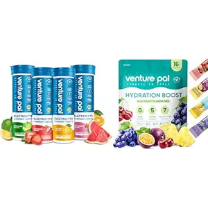 Venture Pal Sugar Free Electrolyte Toz Packets & Chewable Fast-Melt Electrolyte Tabletleri, Spor Elyte for Run Hiking Bisiklet Spor Beslenmesi için...