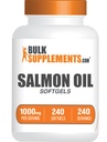 BulkSupplements.com Έλαιο σολομού Softgels - Συμπλήρωμα Ωμέγα 3, Άγρια συμπλήρωμα σολομού Αλάσκας - 1000mg, Χωρίς γλουτένη, 1 Softgel ανά υπηρεσία, 240 Count (πακέτο του 1)