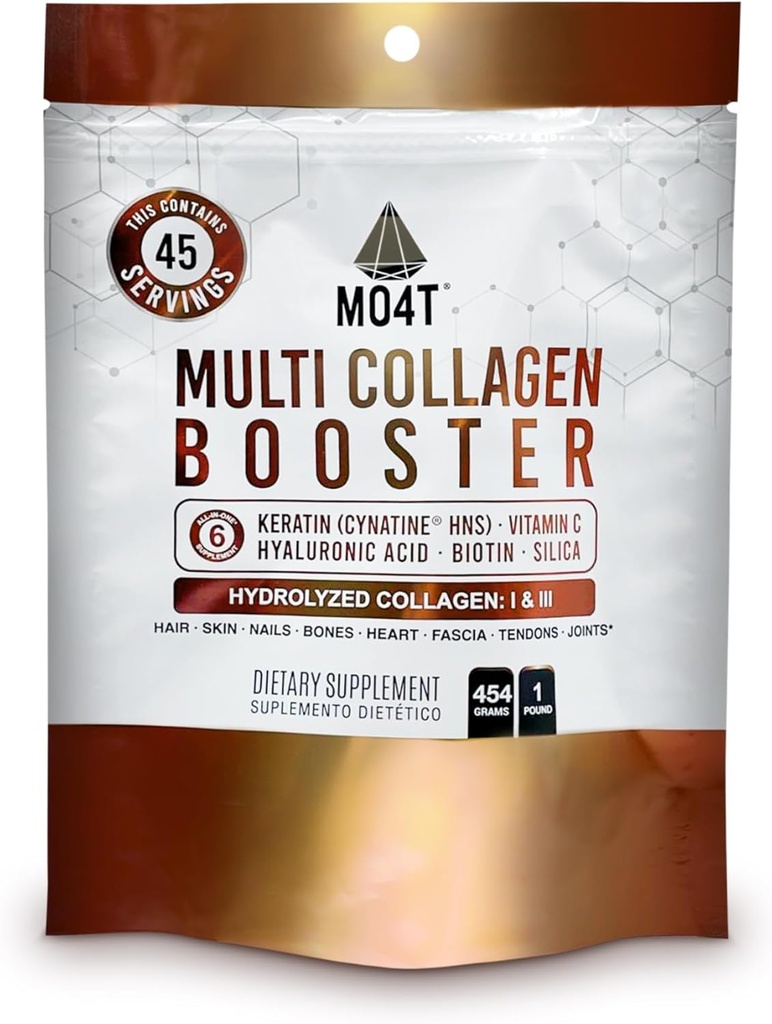Multi Collagen ATM Toz – Ekstra Kuvvetli Kolajn Supplement Keratin, Biotin, Hyaluronic Asit, C & Silica – Ekstra Nutrients for Hair, Nails,& Skin -1 Pound