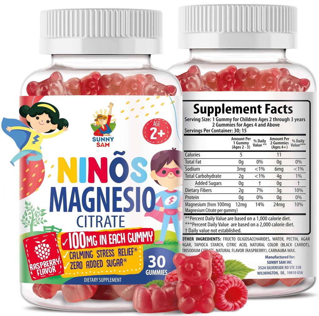 Çocuklar ve Yetişkinler için Magnezyum Gummies - 100 mg - Calm Magnezyum Chews - Magnezyum Citrate Chewable Supplement for Mood & Muscle Support - 30 Gummies