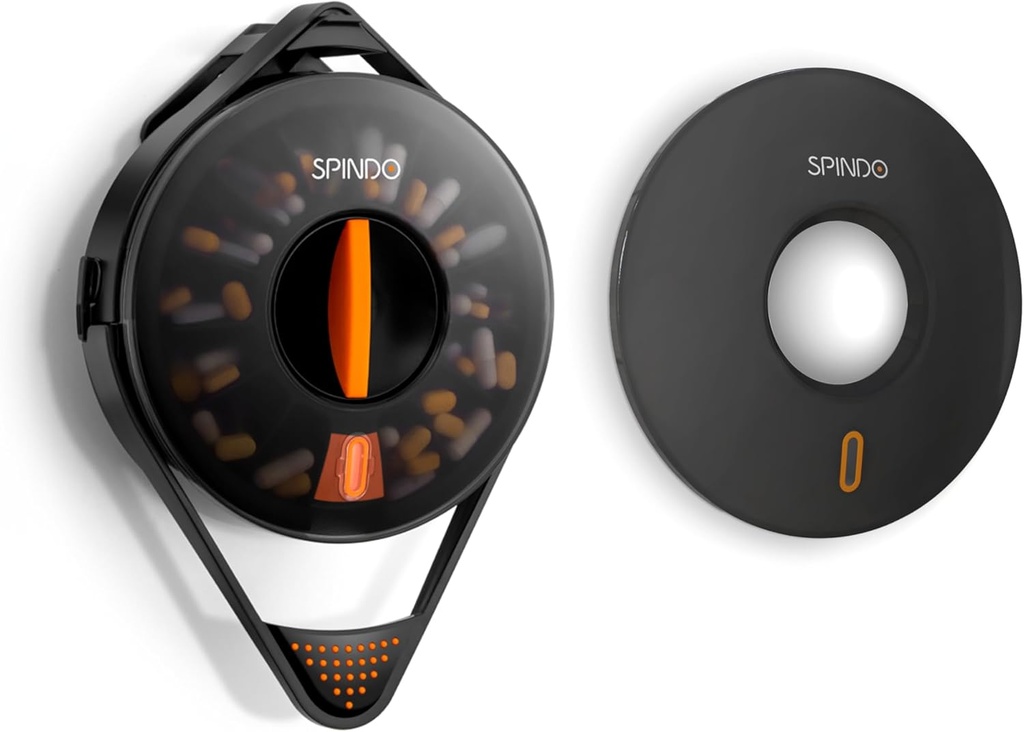 Fullicon Light Combo, Haftalık Pill columns Organizer with Private Solid Lid, 14 Büyük Kompiyonlar ve Çocuk-Proof Lock, Spindo Tıp Bariyeri /Tablet/Supplement for Elderly (Black)