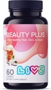 LIVS Beauty Plus Gummys - Biotin Gummies for Hair, Skin and Nails | Natural, Gluten-Free, Non-GMO Beauty Supplement with A, C, E, B12, D3, çinko & More - Cream Soda Flavor - 60 Ct