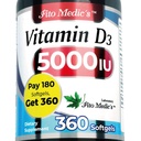 FITO MEDIC'S Lab - Vitamin d - 5000 IU - Vitamin d3-360 Softgels - Vitamin d3 5000 iu - Bone, Teeth, Muscle ve Immune Health Support, Ultra yüksek Aborpsiyon, Vitamina d3.