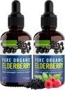 Organik Elderberry Syrup, 60 Günlük Supply, Black Liquid Drops for Immune Support, Sambucus Elderberry Syrup - Çocuklar ve Yetişkinler için Sıvı Ekstra Güçler (2 Paket)