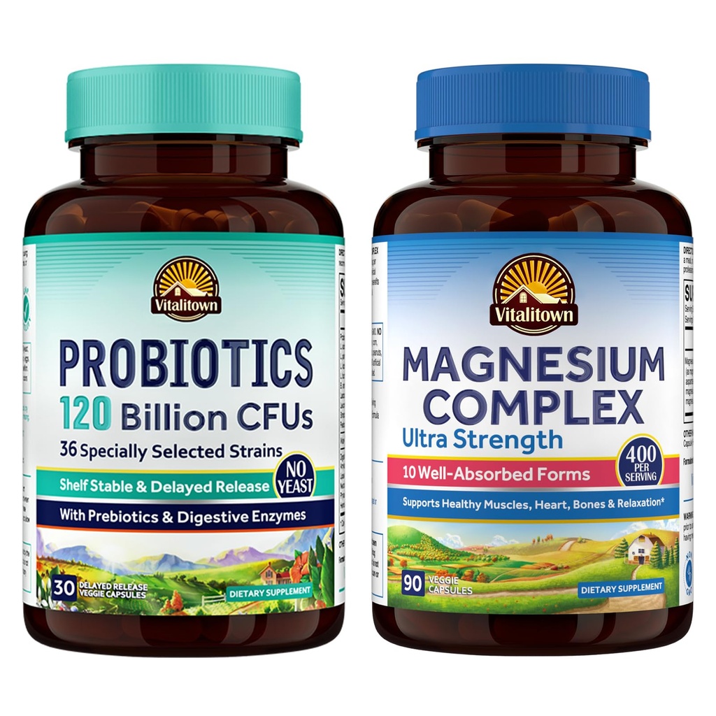 Vitalitown Probiotic + Magnesium Bundle (Pack of 2) 