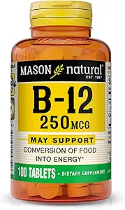 MASON NATURAL Vitamin B12 500 mcg ile, Supports Energy & Nerve Health, 100 Tablet, 3 Paket