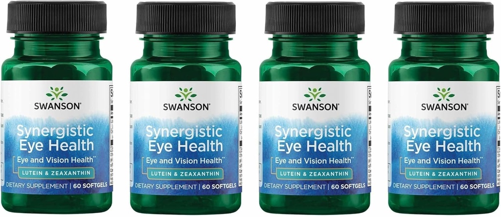 Swanson Lutein & Zeaxanthin Synergistic Eye Health Vision Retina Macula Supplement (Συμπλήρωμα Lutein 20 mg & OmniXan Zeaxanthin 2 mg) 60 Softgels Sgels (4 Pack)