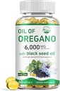 Nature's live Oil of Oregano with Black Seed Oil, 2 in 1 Oregano Supplement for Immune Health, Retains High Concentrated Carvacrol & Thymoquinone, Non-GMO, 60 Softgels, 1 Pack