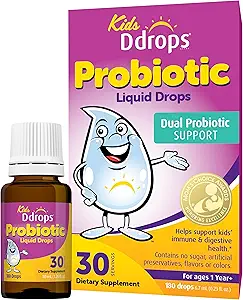 Ddrops Kids Probiyotik Liquid Drops, Dual Probiyotik Destek, Çocukların Immune ve Digestive Health, 30 Hizmetler