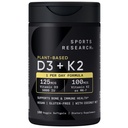 Sports Research Βιταμίνη D3 K2 με 5000iu φυτικής βάσης D3 & 100mcg βιταμίνης K2 ως MK-7, μη ΓΤΟ Επαληθευμένο & Vegan Certified - 160 Liquid Softgels