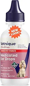 Vetnique Oticbliss Cat & Dog Ear Enfeksiyon Tedavisi Geri Döndü - Köpek Kulak Enfeksiyonları Için 1 Hidrokortisone & MicroSilver BG ile - Vet Önerilen Kedi & Köpek Kulakları Için Daha Temiz