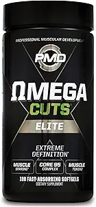 PMD Sport Omega κόβει Elite - Fat Loss-Muscle Defining Formula - Ωμέγα λιπαρά οξέα, MCT και CLA για τους μυς Ορισμός και συντήρηση - Keto φιλικό για τις γυναίκες και τους άνδρες - διεγερτικό δωρεάν (180 Softgels)